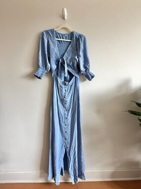 Free People String of Hearts Maxi Dress - Denim Blue